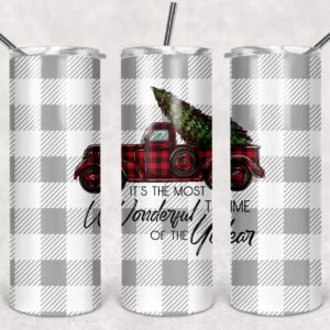 It’s the Most Wonderful Time of the Year – Red Truck, 20oz. Skinny Straight Tumbler, PNG File