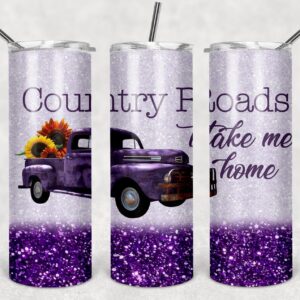 Country Road Take Me Home - Purple, 20oz. Skinny Straight Tumbler
