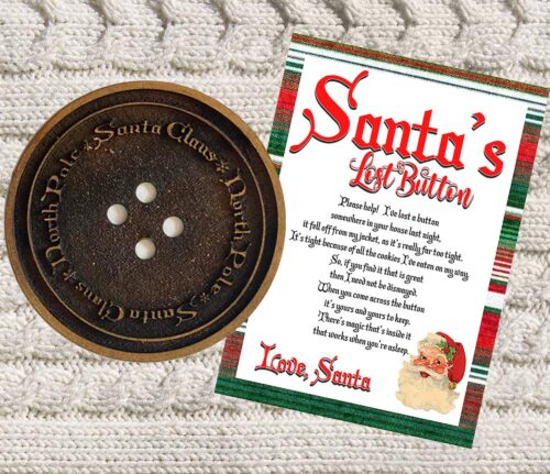 Santa's Lost button with Letter, Santa Lost His Button, Christmas Morning, Children's Christmas Surprise, Christmas Magic