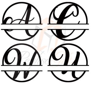 Split Monogram SVG/PNG | Split Circle Frame Alphabet | Digital Download for Cricut | Silhouette | Glowforge, 26 individual svg/png
