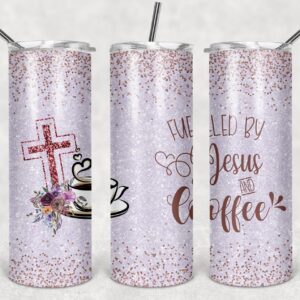 Fueled by Jesus and Coffee, 20oz. Skinny Straight Tumbler, PNG File