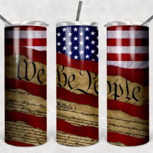 We the People, Constitution Flag, USA, United States of America, America, Skinny Straight Tumbler Template,  20 oz., PNG File