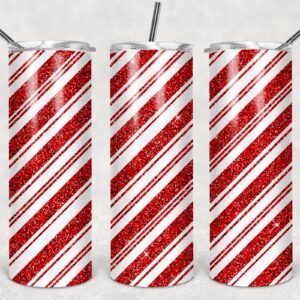 Candy Cane, Christmas, Skinny Straight Tumbler Template,  20 oz., PNG File