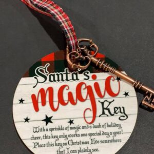 Santa's Magic Key Ornament, Cute Santa's Magic Key, Handmade Father Christmas Key Tag, Santa, Magic Key, Christmas