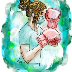 Nurse, Essential, Boxing Gloves, Never Give Up, Healthcare, Never Underestimate, Medical, Face Mask, Sublimation, Watercolor, PNG File