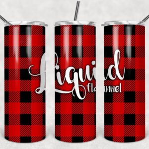 Liquid Flannel - Buffalo Plaid, Red and Black, 20oz. Skinny Straight Tumbler, PNG File