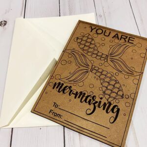 You Are Mer-Mazing, Mermaid, Valentine's Day, Valentine, Paint Card Craft - SVG File Download - Sized for Glowforge