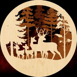 Deer Family Forest Scene, SVG, Digital Download, Includes files for 0-3 kids, Glowforge, LaserTemplate