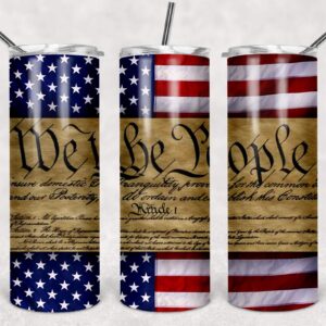 We the People, Constitution Flag, USA, United States of America, America, Skinny Straight Tumbler Template,  20 oz., PNG File