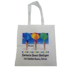 Polyester Tote Bag - 15" x 16" -  w/White Handle