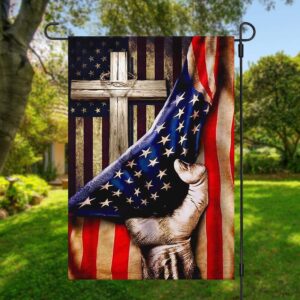 American Flag/Cross with Name, Personalized Garden Flag, Garden Flag, Sublimation Garden Flag, Double Sided